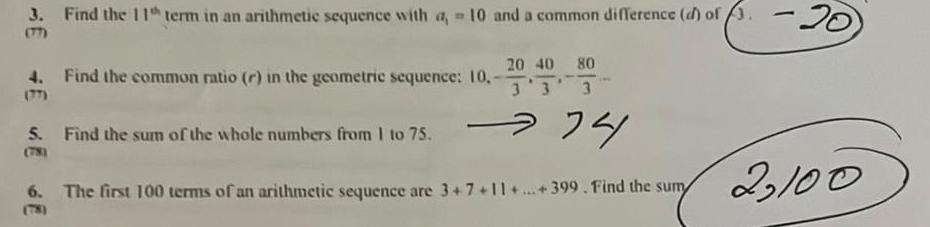 3 Find the 11th term in an arithmetic sequence with a