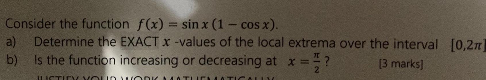  Consider the function f x sin x 1 cos x a