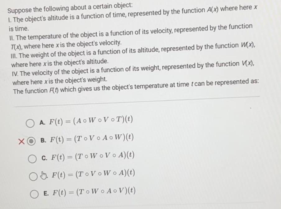 altitude is a function of time represented by the function A x