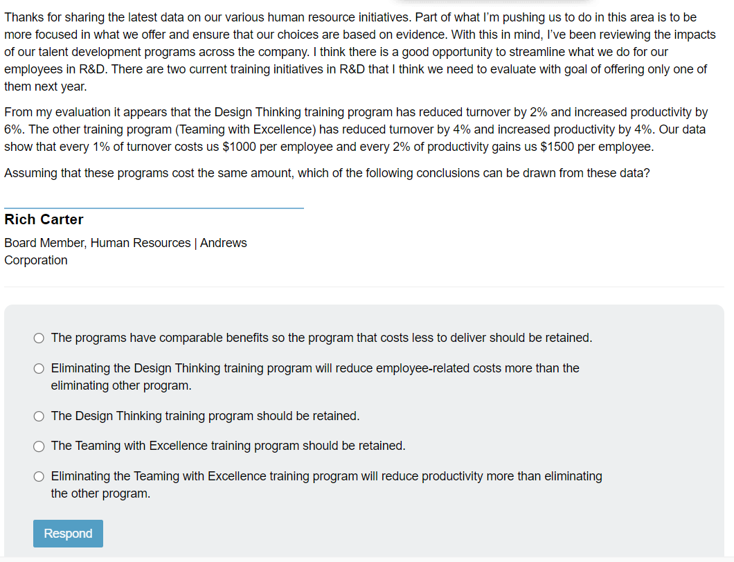 initiatives. Part of what l'm pushing us to do in this area