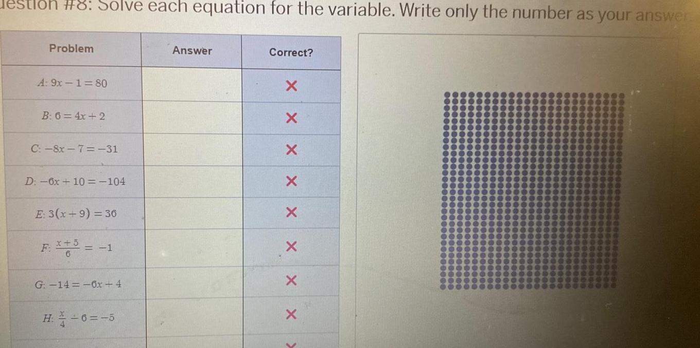  stlon 8 Solve each equation for the variable Write only the