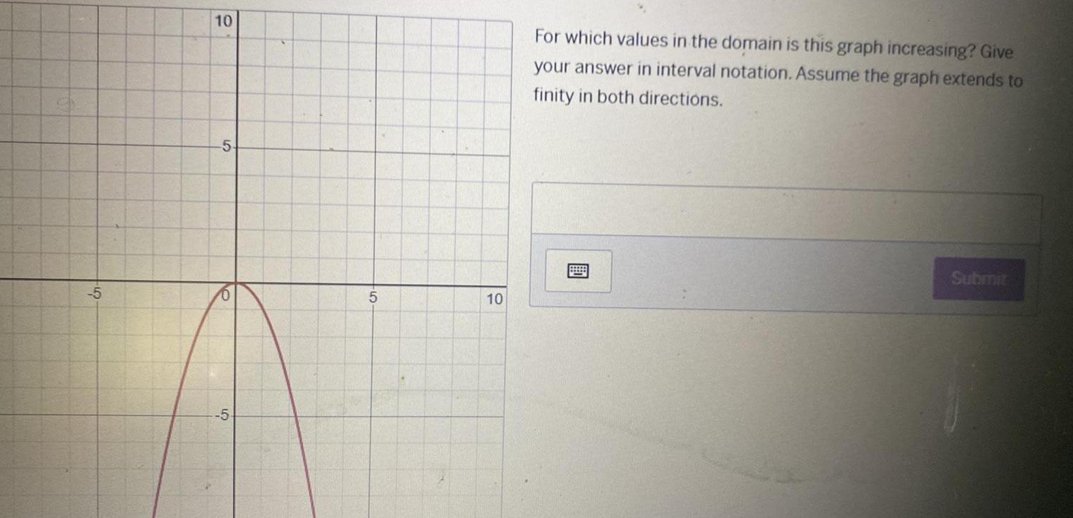 domain is this graph increasing Give your answer in interval notation Assume