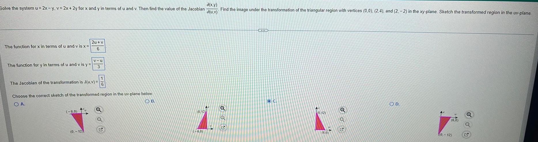 2y for x and y in terms of u and v Then