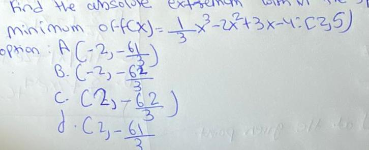Find the abso minimum off x x 2x 3x 4 5