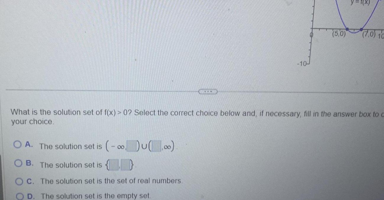 OA The solution set is u 0 OB The solution set