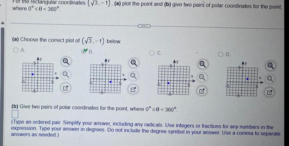  For the rectangular coordinates 3 1 a plot the point and