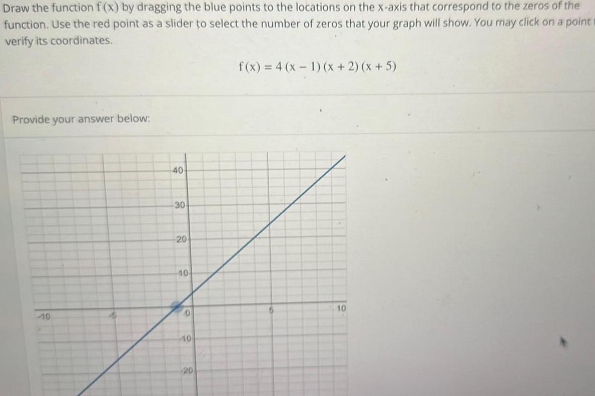 to the locations on the x axis that correspond to the zeros