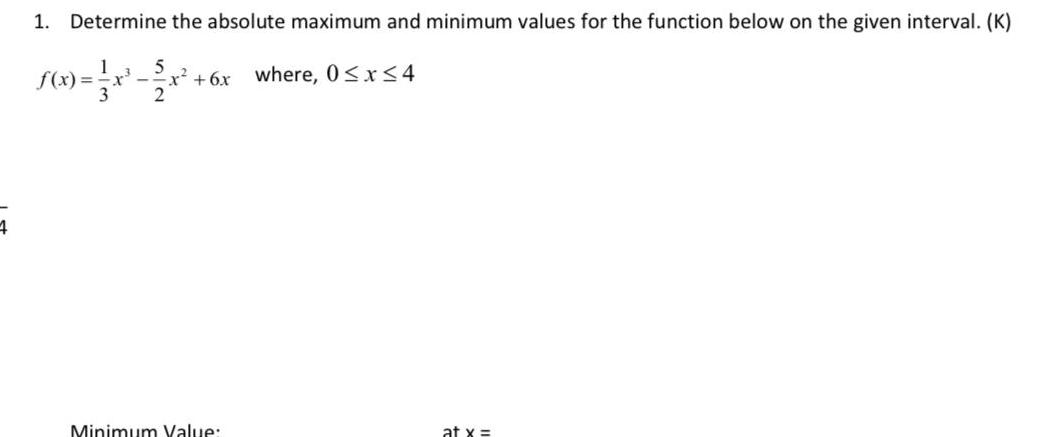 function below on the given interval K 1 5 S x x