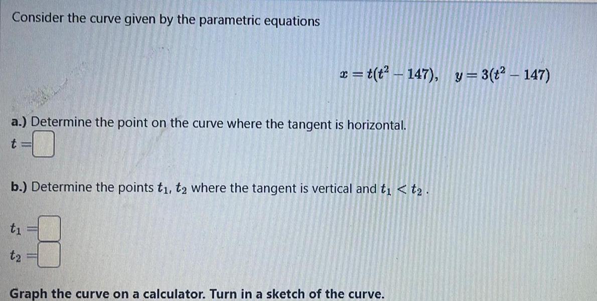 point on the curve where the tangent is horizontal t x t
