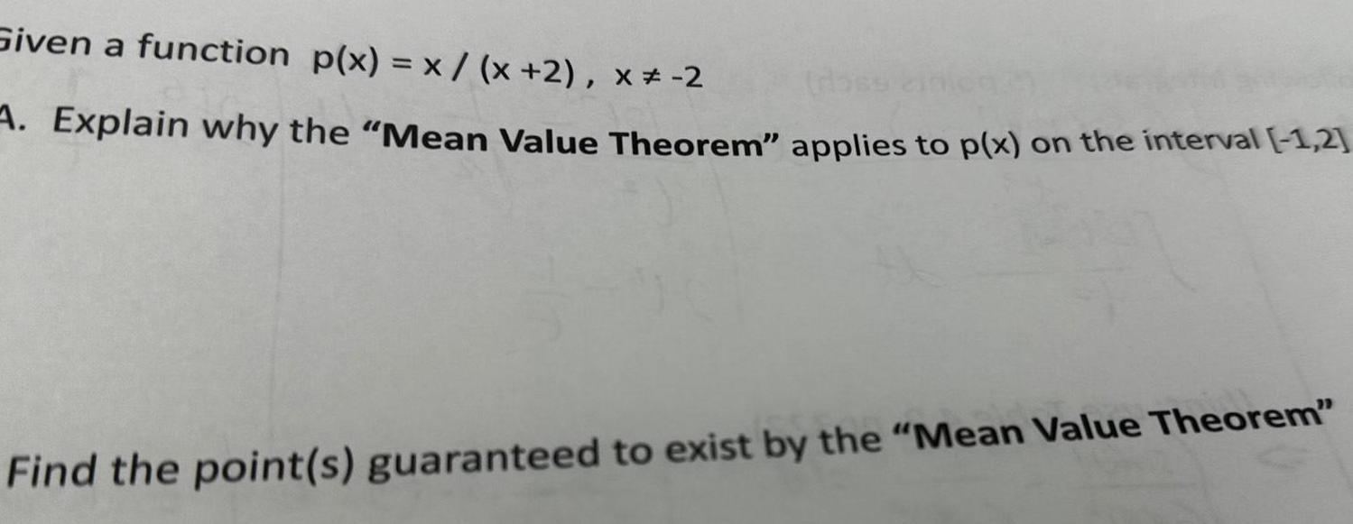 Explain why the Mean Value Theorem applies to p x on the