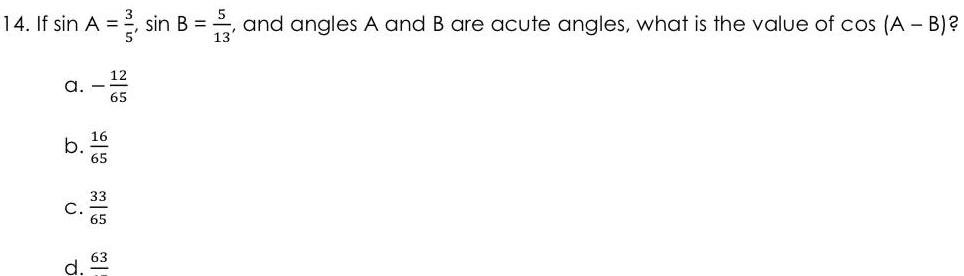 14 If sin A sin B 3 and angles A and