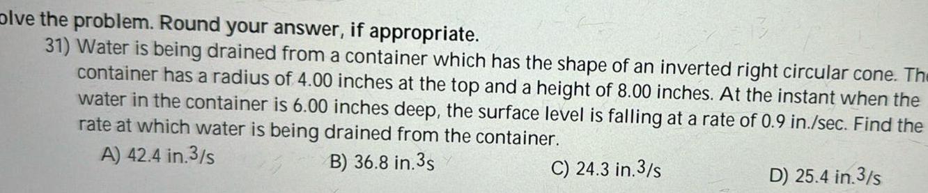being drained from a container which has the shape of an inverted