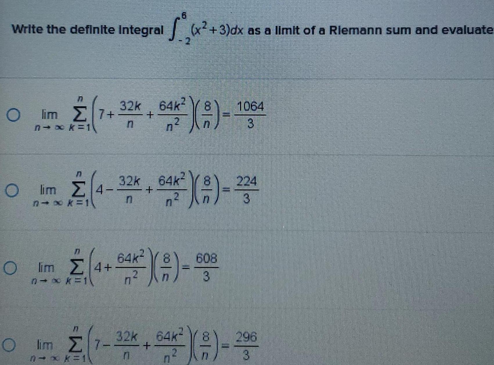  Write the definite integral x 3 dx as a limit of