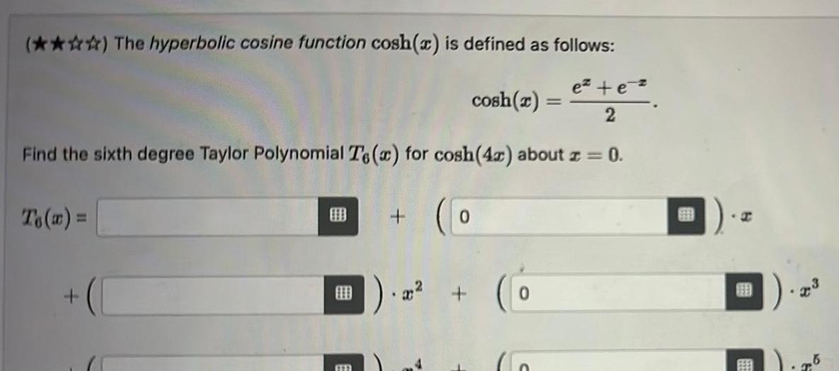  The hyperbolic cosine function cosh is defined as follows e ez
