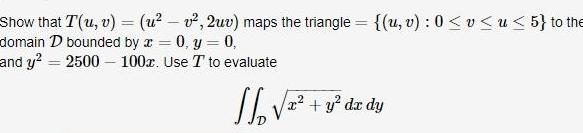 Show that T u v u v 2uv maps the triangle