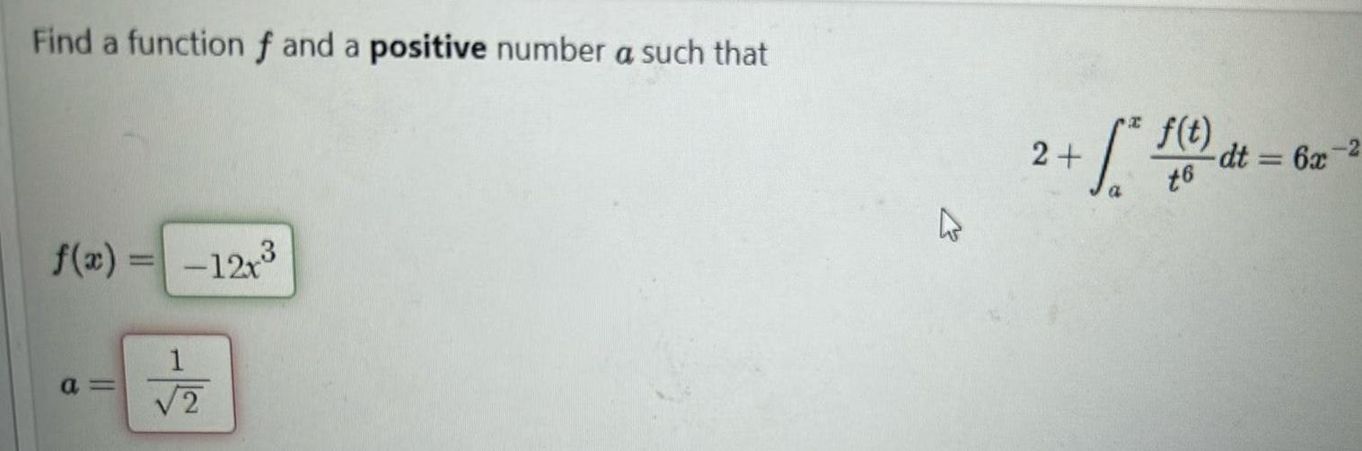 Find a function f and a positive number a such that