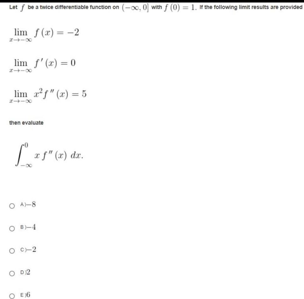  Let f be a twice differentiable function on lim f x