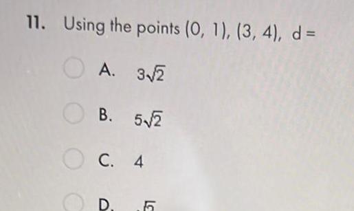  11 Using the points 0 1 3 4 d A 3