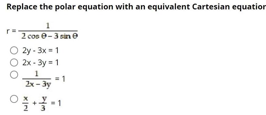 cos 0 3 sin e O 2y 3x 1 2x 3y 1
