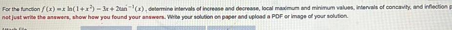 For the function f x x ln 1 x 3x 2tan