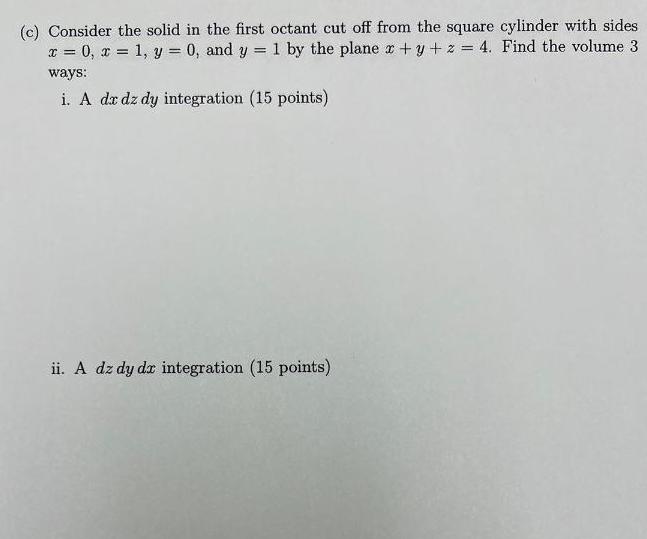 the square cylinder with sides x 0 x 1 y 0 and