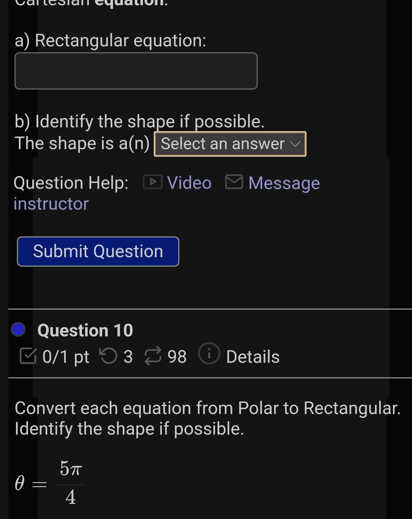 is a n Select an answer Question Help Video Message instructor 0