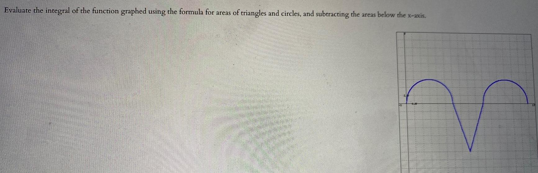 areas of triangles and circles and subtracting the areas below the x