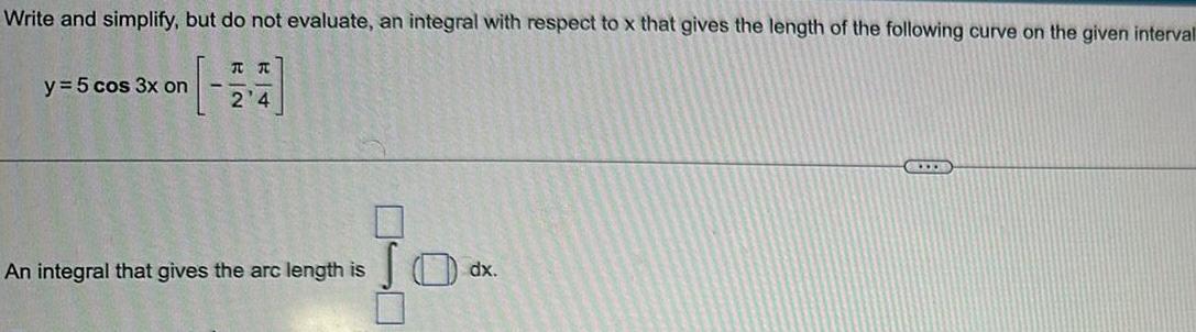 to x that gives the length of the following curve on the