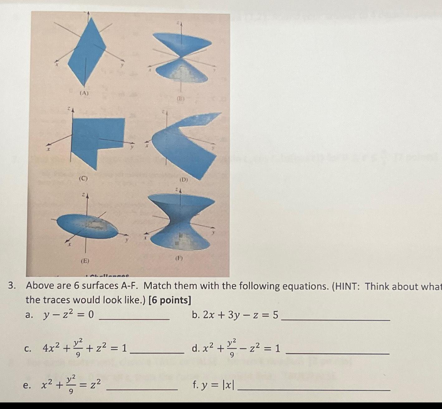 F Match them with the following equations HINT Think about what the