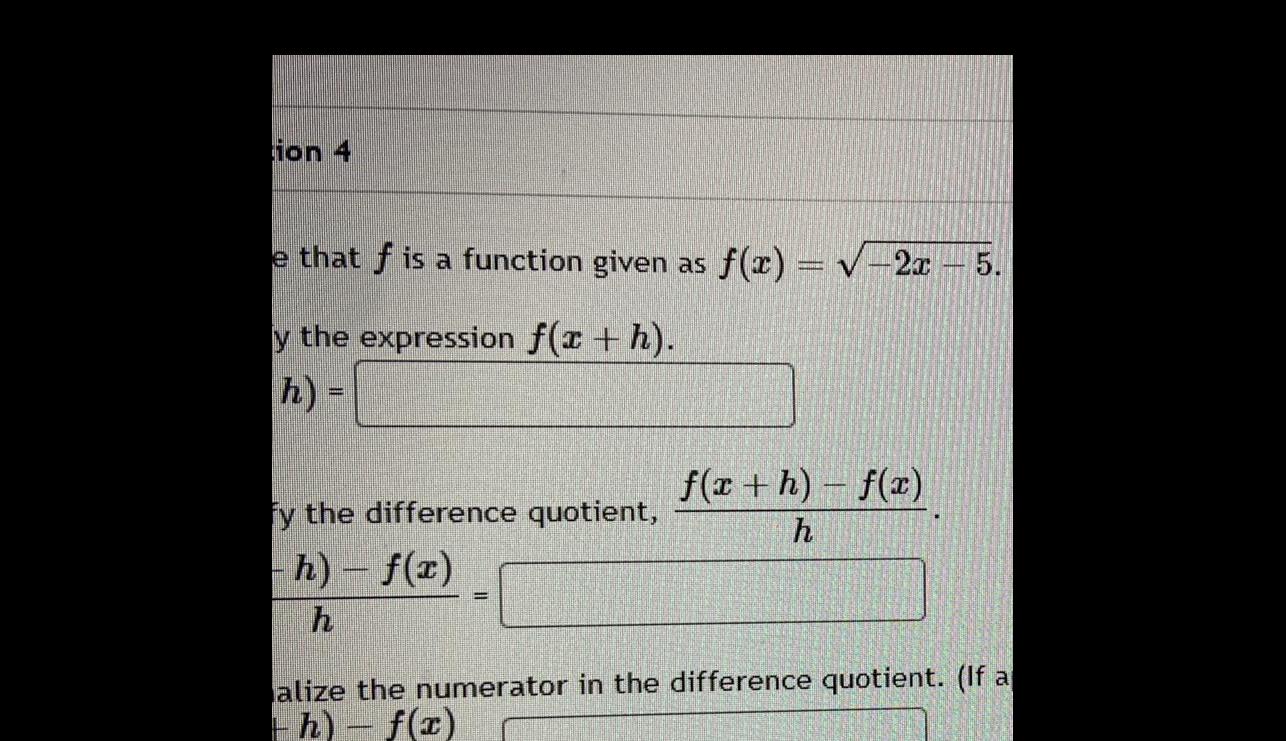 x 2x 5 y the expression f x h h f x