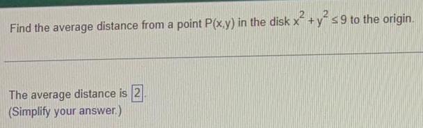 2 Find the average distance from a point P x y