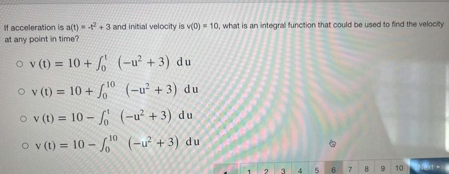 v 0 10 what is an integral function that could be used