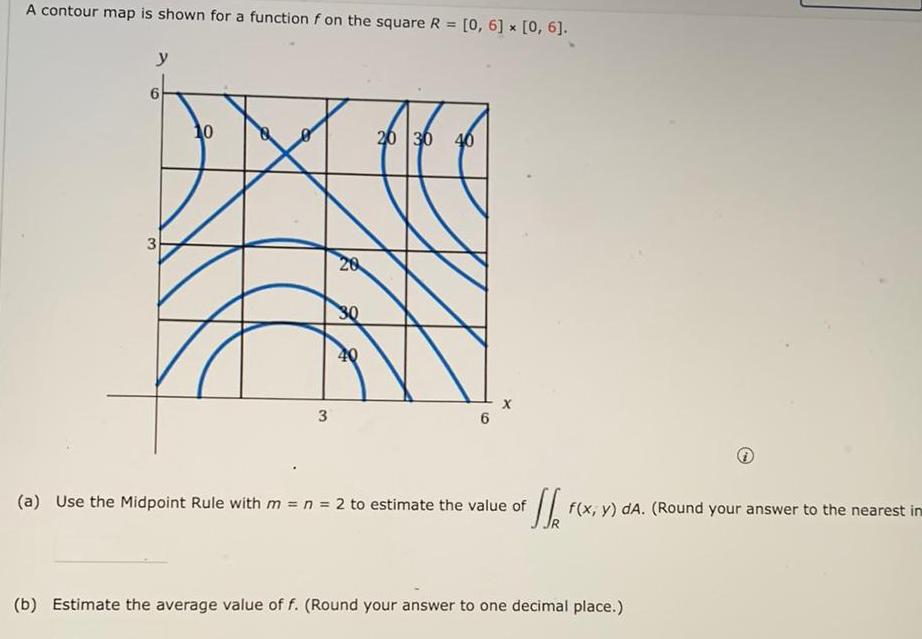  A contour map is shown for a function f on the