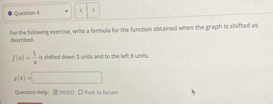  Question 4 For the following exercise write a formula for the