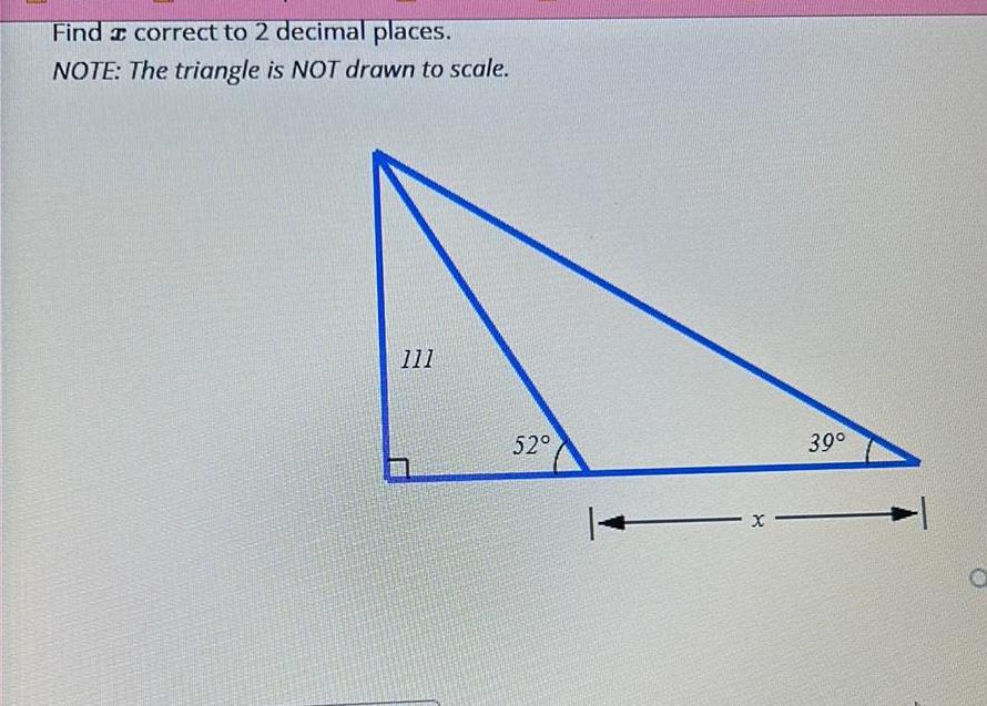  Find a correct to 2 decimal places NOTE The triangle is