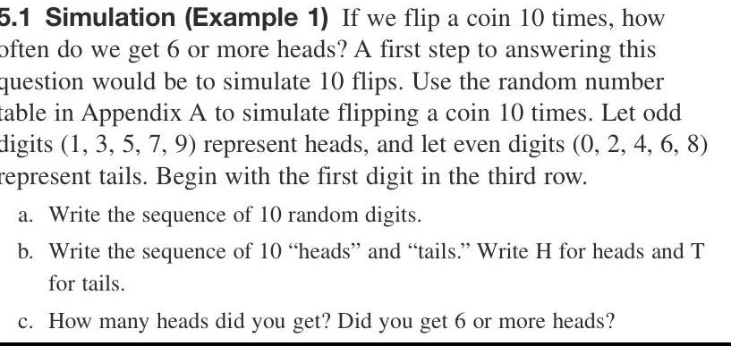  5 1 Simulation Example 1 If we flip a coin 10