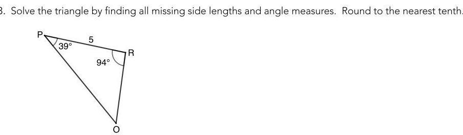 8 Solve the triangle by finding all missing side lengths and