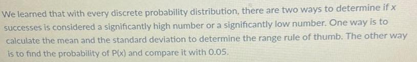 ways to determine if x successes is considered a significantly high number