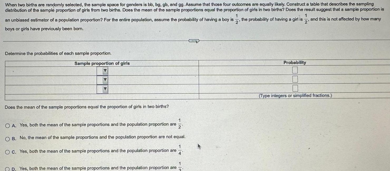  1 When two births are randomly selected the sample space for