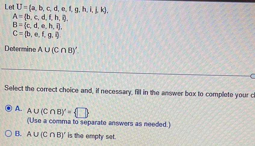 Let U a b c d e f g h i