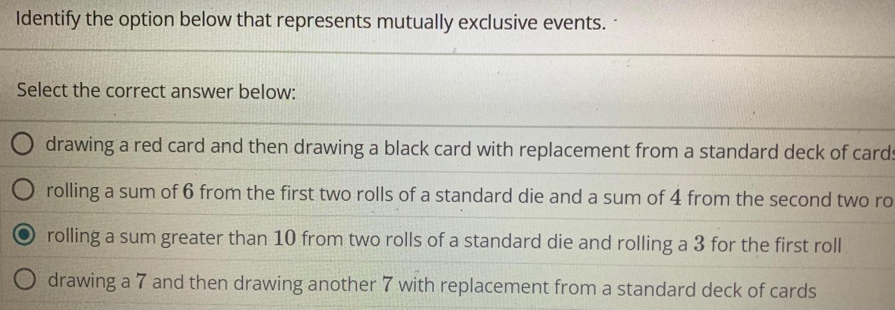 correct answer below drawing a red card and then drawing a black