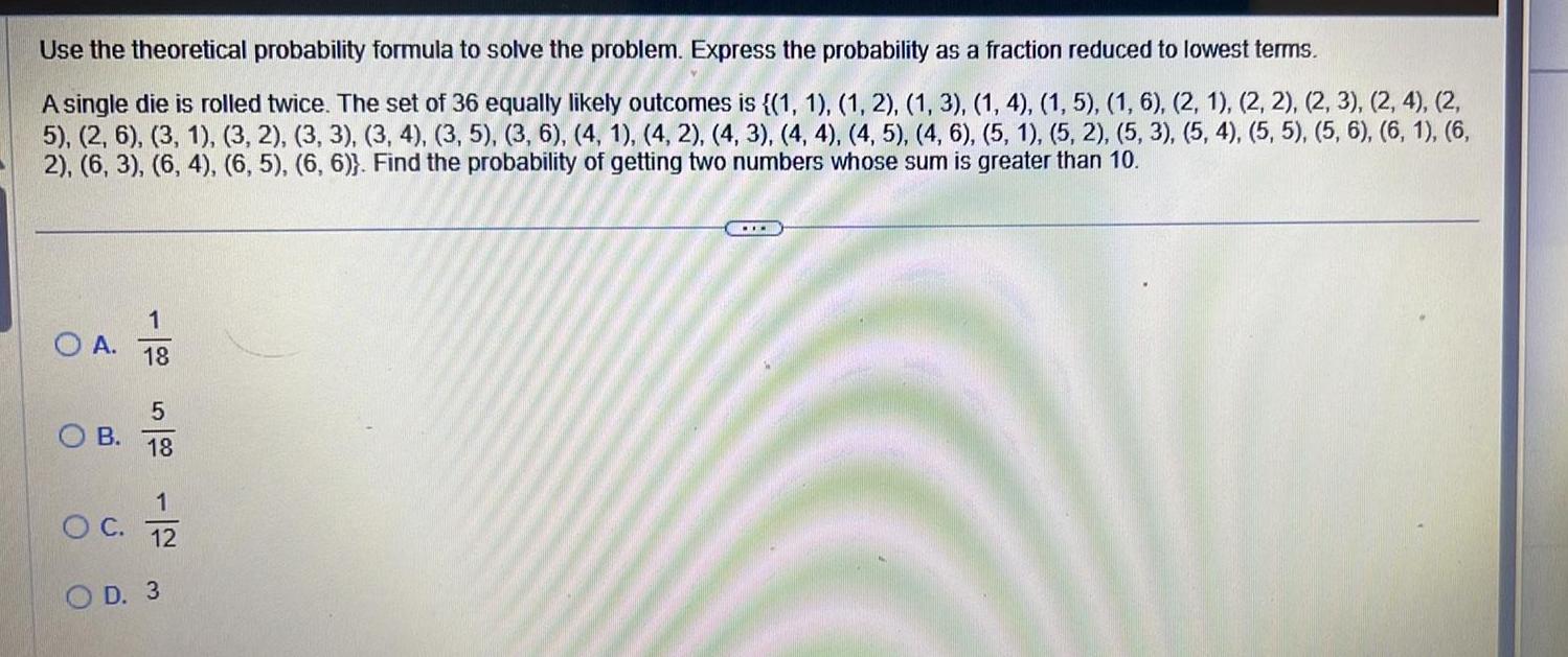 probability as a fraction reduced to lowest terms A single die is