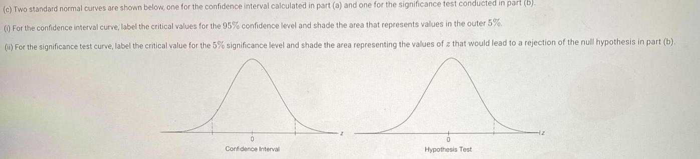confidence interval calculated in part a and one for the significance test
