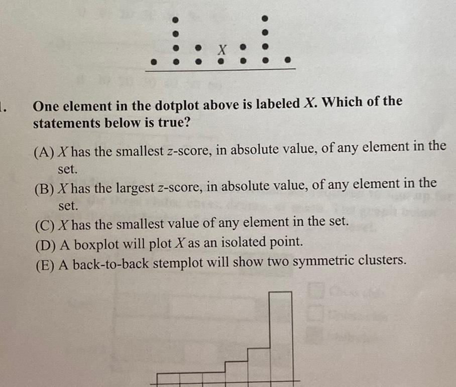 1 X One element in the dotplot above is labeled X