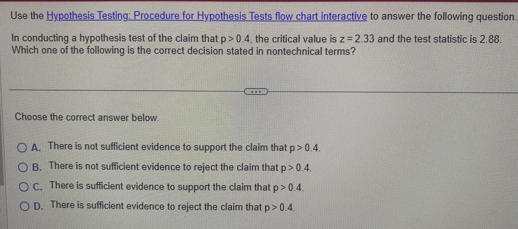  Use the Hypothesis Testing Procedure for Hypothesis Tests flow chart interactive