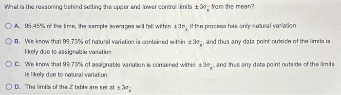 What is the reasoning behind setting the upper and lower control