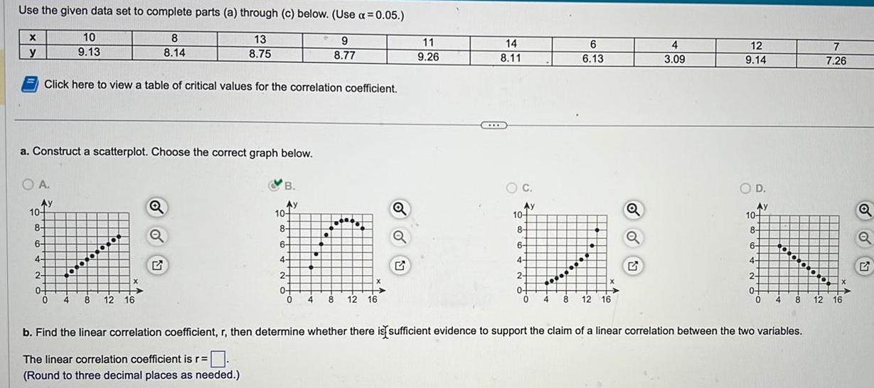 Use the given data set to complete parts a through c