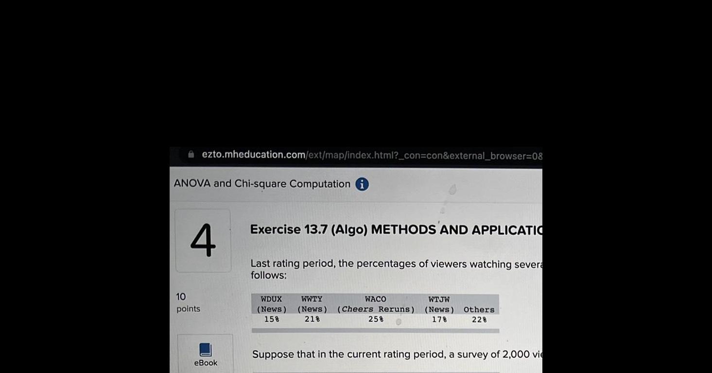 08 ANOVA and Chi square Computation i 4 10 points eBook Exercise