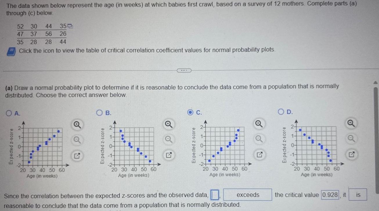 babies first crawl based on a survey of 12 mothers Complete parts