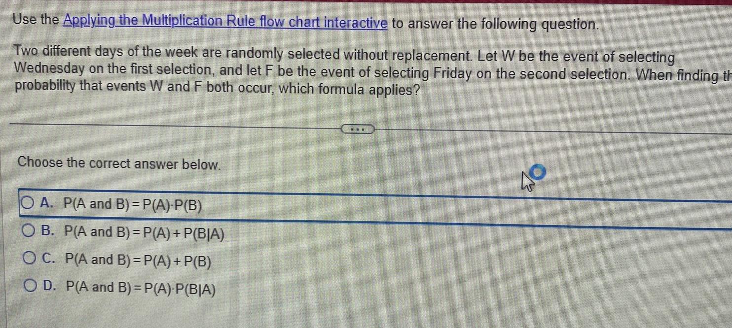 the following question Two different days of the week are randomly selected